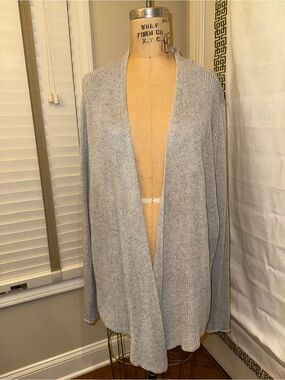 Eileen Fisher Light Gray 100% linen Open-Front Knit Cardigan